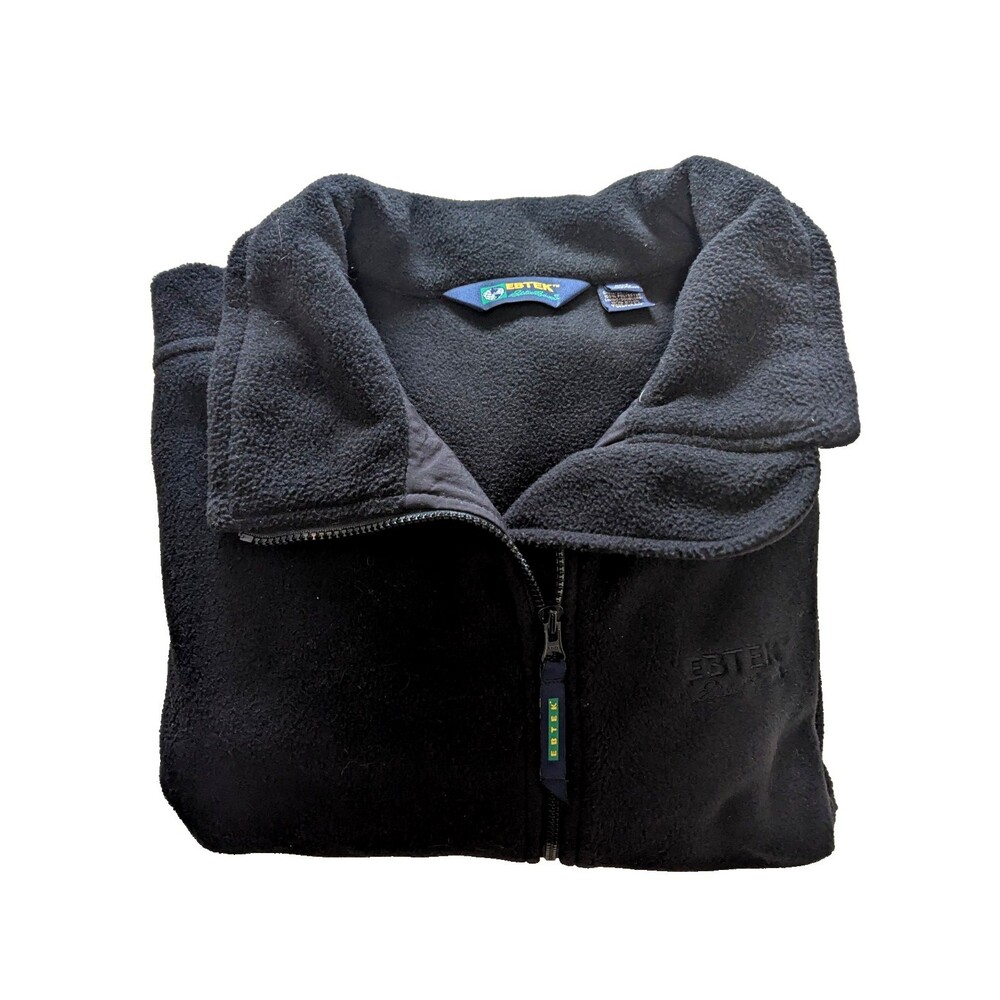 Eddie Bauer Ebtek Polartec Mens XXL Zip Up Fleece Jacket Black 1990s Vintage